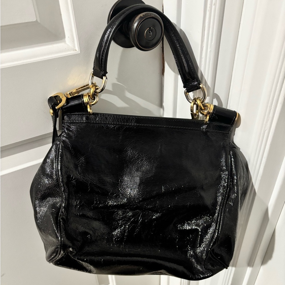 Dolce & Gabbana Black Patent Leather Top Handle Bag - Picture 16 of 16